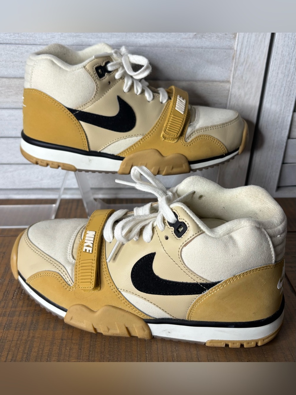 Nike Air Trainer 1 Coconut Milk Team Gold Suede Mid Sneakers DV7201-100 Size 5